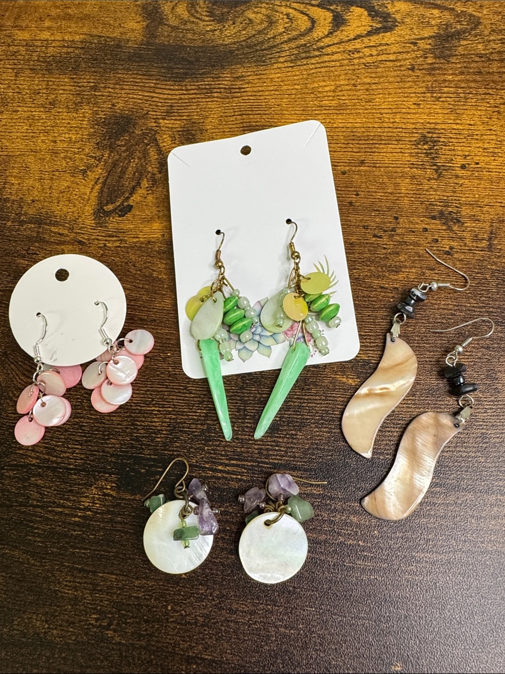 Earrings Bundle Shell Stone Mixed Media Bohemian